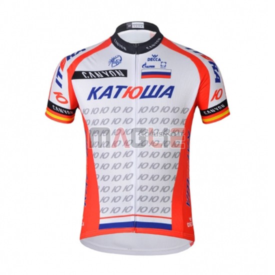 Maglia Katusha Manica Corta 2018 Rosso Bianco